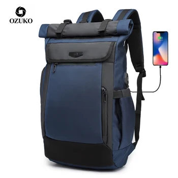 

OZUKO Travel Bag USB Mochila Men Backpack Fashion School Bag for teenager Male 15.6 inch Laptop Backpacks Water Repellent Oxford