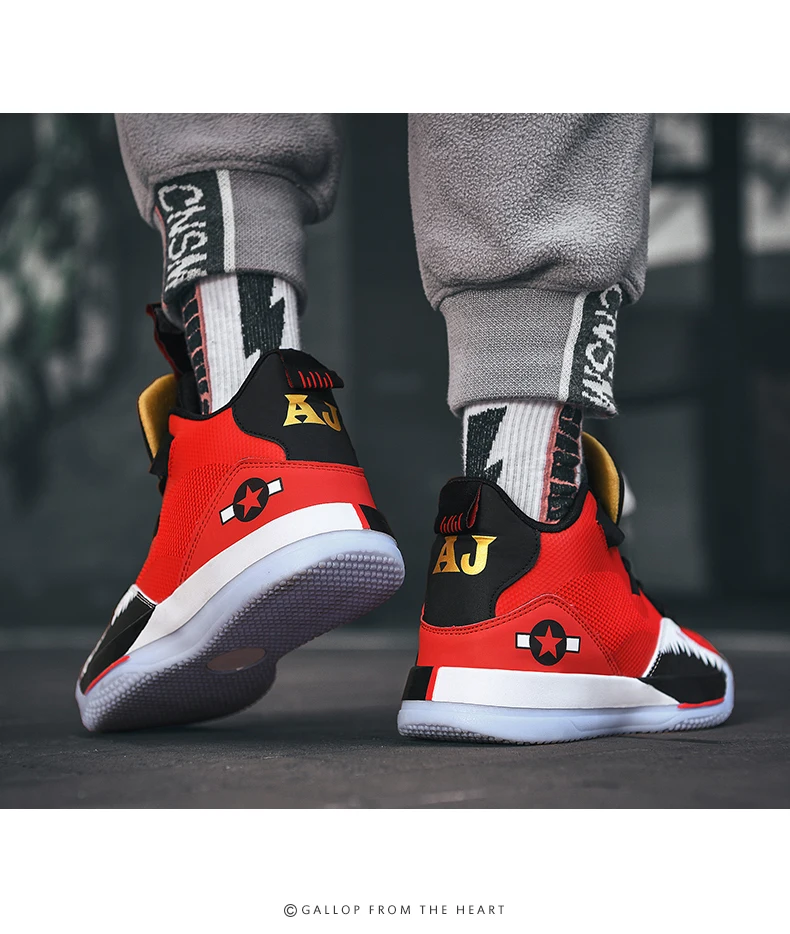 Basketball Shoes Men Women High-top Sports Air Cushion Hombre Athletic Mens Shoes Comfortable Breathable Retro Sneakers