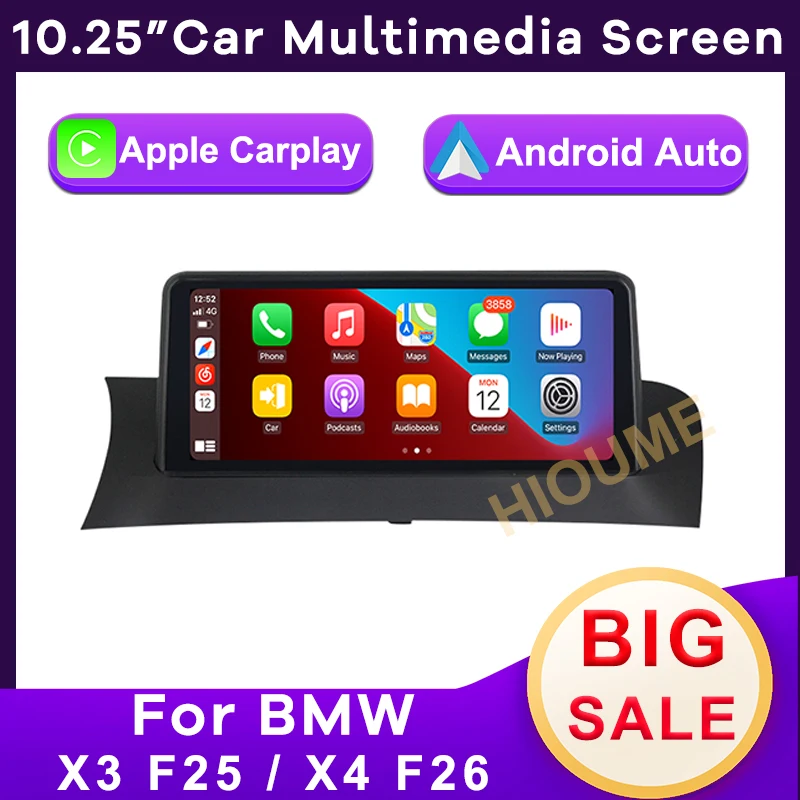 Автомобильный беспроводной мультимедийный экран 10 25 дюйма на Android Apple CarPlay для BMW X3
