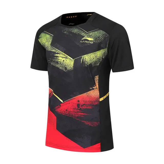 Li-Ning мужские футболки для соревнований по настольному теннису Топ дышащий комфорт Обычная посадка подкладка Спортивная футболка AAYP349 COND19 - Цвет: AAYP349-1H