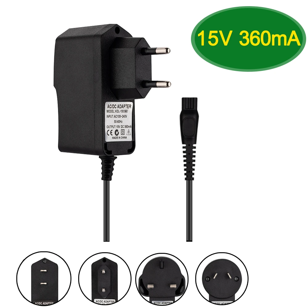 1PCS 15V360mA 2-Prong US/EU/UK/AU Plug Wall AC Power Adapter Shaver Charger for PHILIPS HQ8505 HS8020 HQ8875 S20 | Обустройство дома