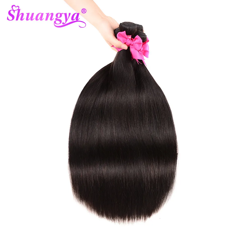 Shuangya волосы малазийские прямые волосы пряди с закрытием remy волосы человеческие волосы пряди с закрытием