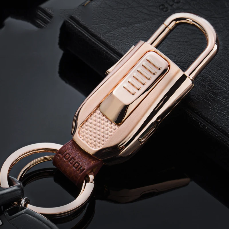 Золотой Электрическая зажигалка с гнездом USB портативный мини-брелок зажигалки перезаряжаемая ветрозащитная проволочная катушка может заменяться - Цвет: Золотой