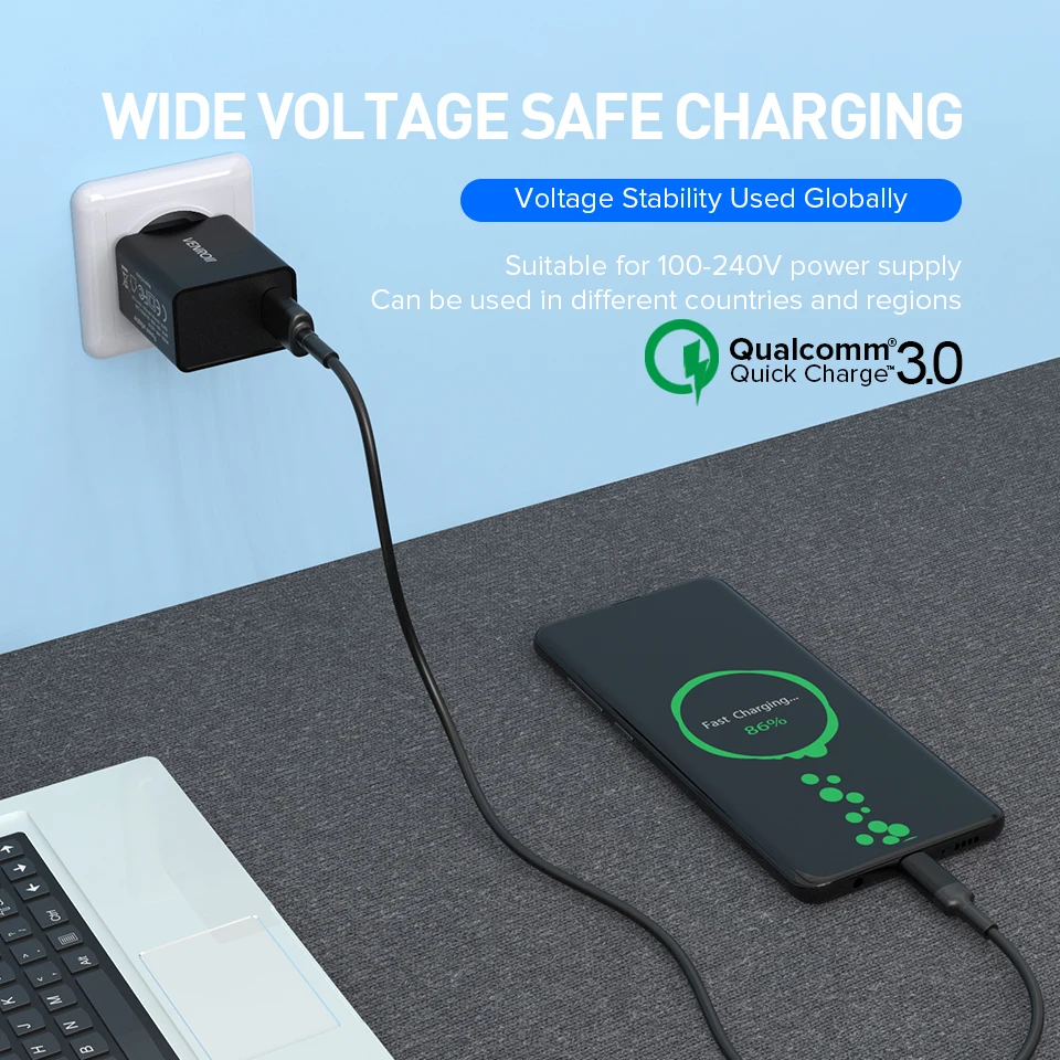 Venroii USB зарядное устройство 5V3A Qualcomm Quick Charge QC3.0 портативный мобильный телефон быстрое зарядное устройство для iPhone X 11 для samsung Xiaomi Redmi
