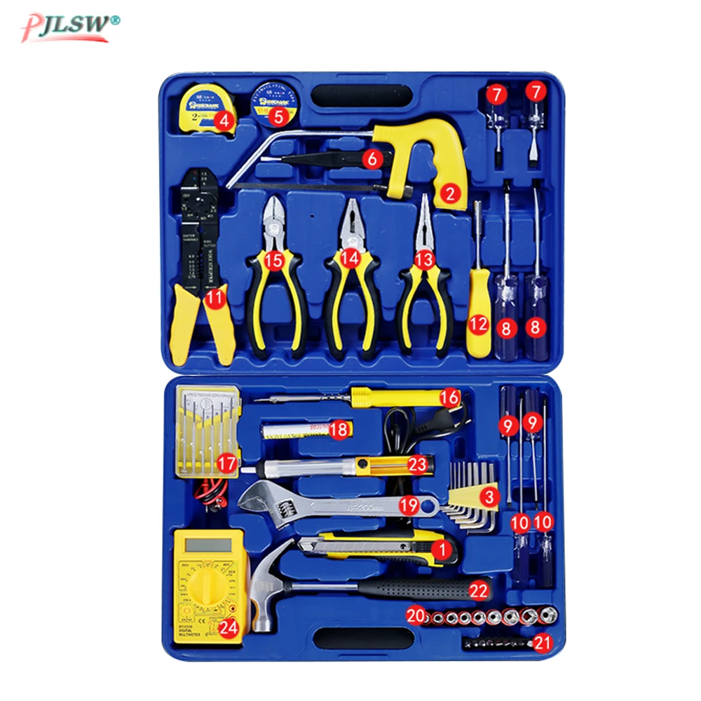 

MECHANIC Hand Tool Set General Household Repair Hand Tool Kit with Plastic Toolbox Storage Case Socket Wrench Screwdriver Knife