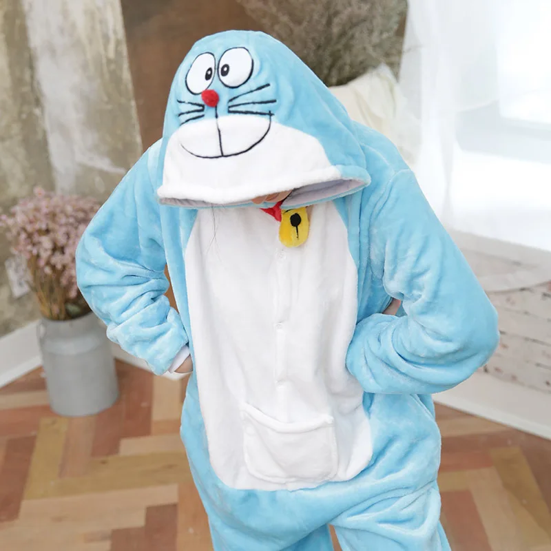 Новые японские аниме комбинезоны Doraemon косплей костюм пижамы животных фланелевые флисовые пижамы для взрослых для женщин пижамы вечерние комбинезоны - Цвет: costume