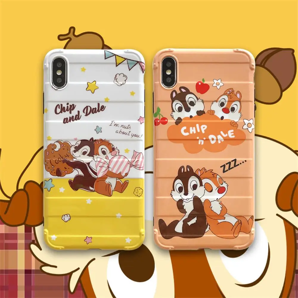 

Curved surface cute cartoon chipmunk chip dale soft cover for Apple Mobile phone case for iPhone 6 6s 7plus 8plus 10 X XR XS MAX