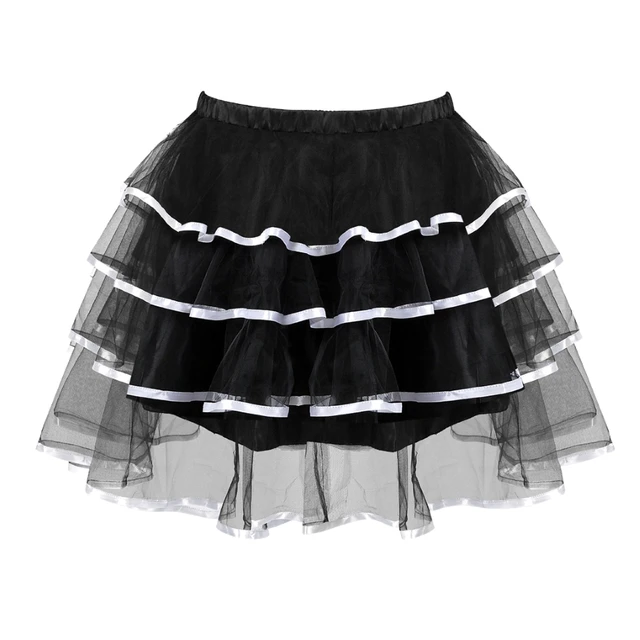 Women Sexy Mini Tutu Skirt Multilayer Mesh/Tulle/Lace/Floral Decoration Mini Pleated Skirts Fashion Dance Skirt Plus Size S-6XL 7017white