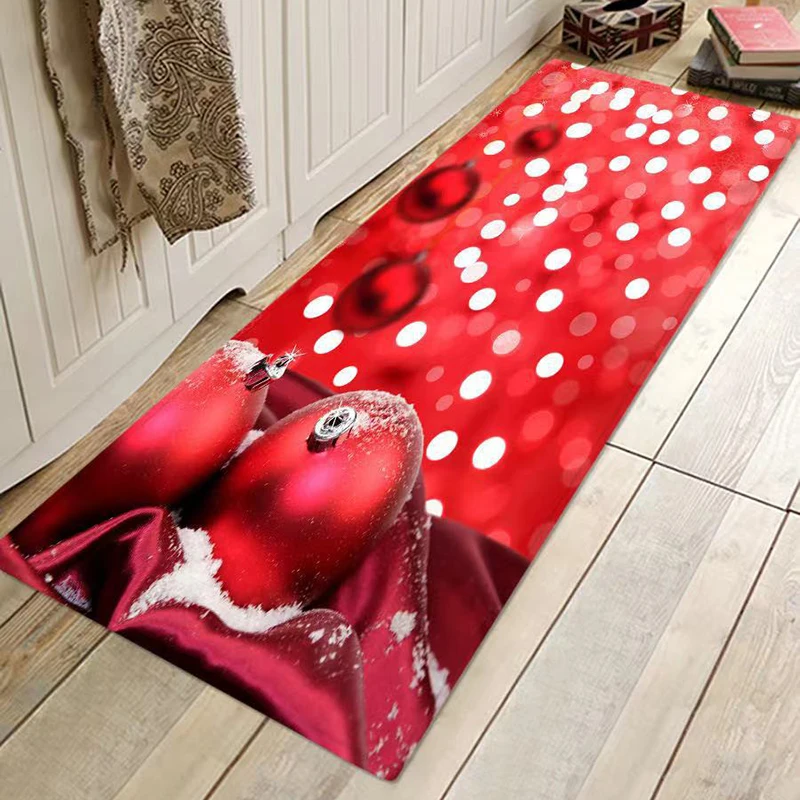 Christmas Door Mat Carpet Non-slip Floor Rug Kitchen Bedroom Xmas Festival Decor 