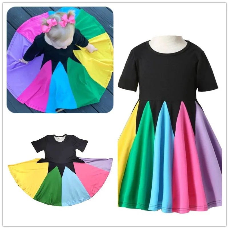 Супертонкое платье радужной расцветки для девочек; безумный халат; Детские платья; одежда