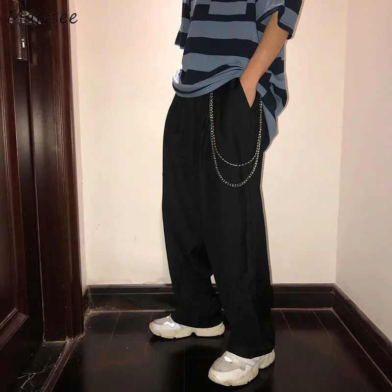 Men Casual Pants Solid Simple Large Size Wide Leg Trousers All-match Loose Chic Mens Korean Style Retro Harajuku Ulzzang Ins New
