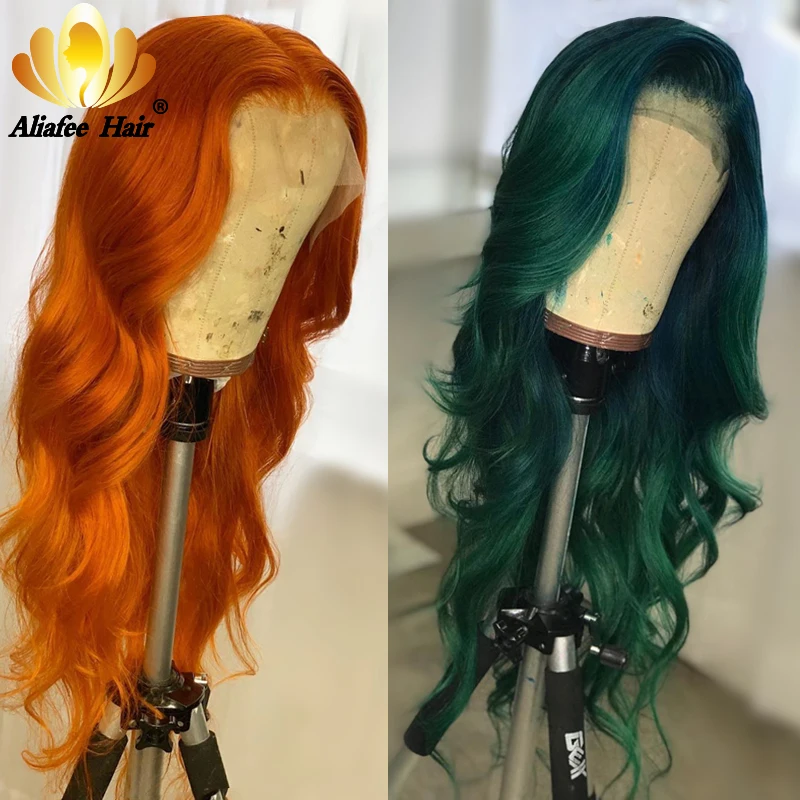 

Body Wave Orange Color Malaysia Remy Hair Wig Glueless 13x4 Blonde Lace Front Human Hair Wigs 150% Pre Plucked With Baby Hair