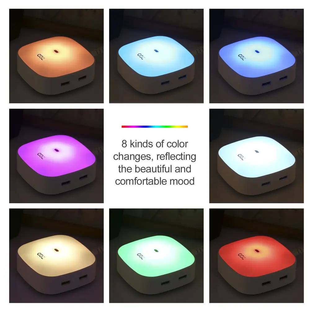 SZ Smart Ambilight зарядное устройство управление жестами Красочный Светодиодный свет 4 USB быстрое зарядное устройство светодиодный перезаряжаемый ночник