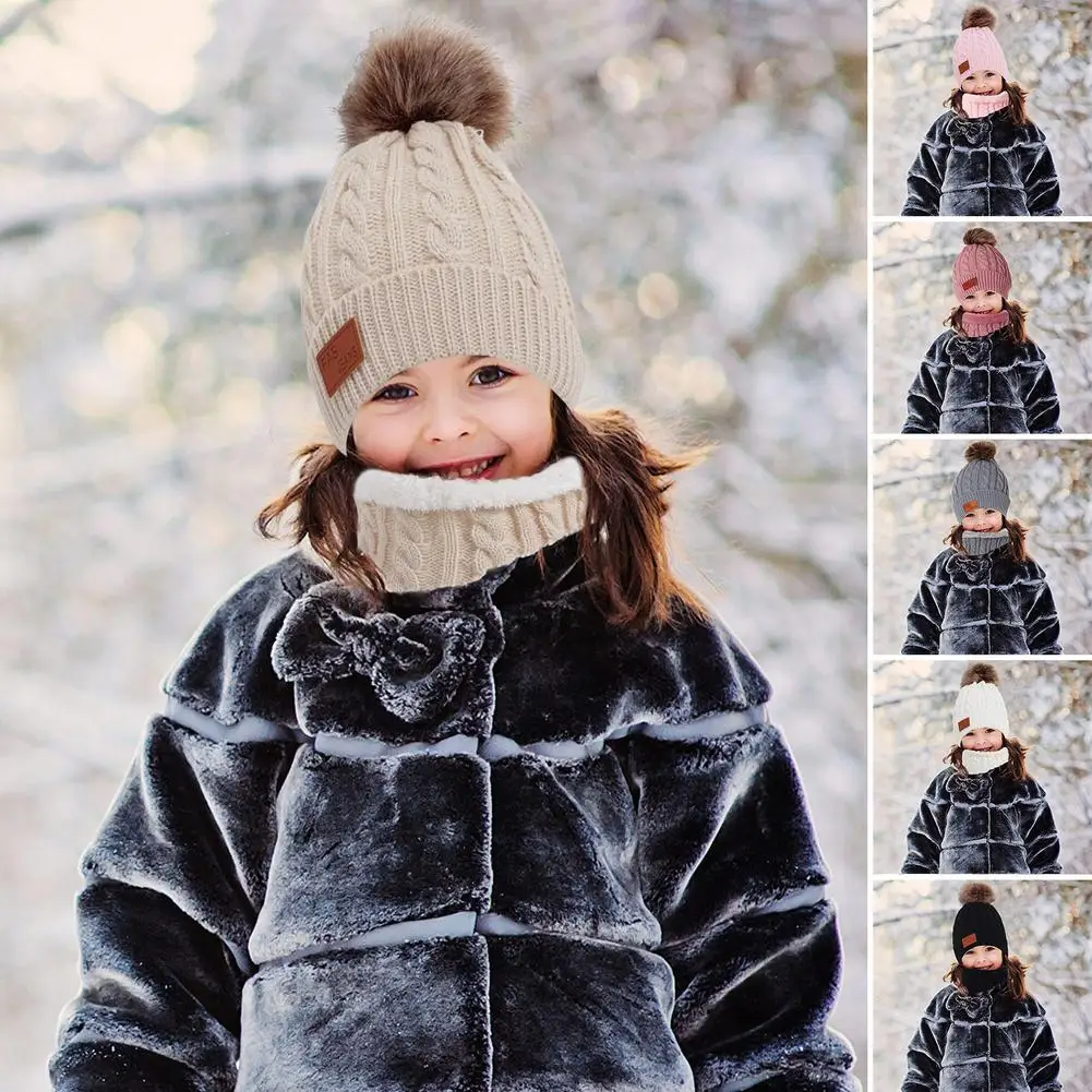 Toddler Winter Hat Scarf Hat And Gloves Set Toddlers Mittens 3Pcs Kids Winter Knitted Scarf Gloves Set For Girl Boys Ages