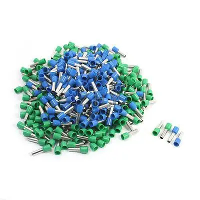 

380Pcs Plastic Pipe Pre Insulate Ferrules Terminals E6012 Blue Green 10AWG Wire