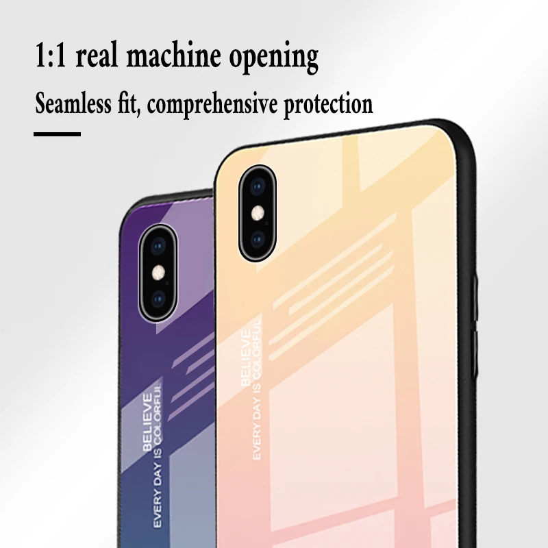 Градиентное закаленное стекло чехол для iPhone 7 6 8 6s Plus X Xs Max Xr защитный 11 Pro XS MAX S