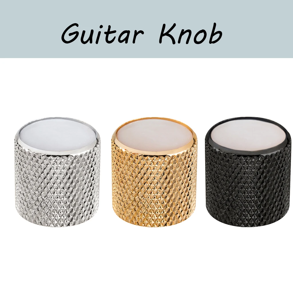 2Pcs Guitar knob Volume Tone Control Metal Knob W/ White Pearl Inlay