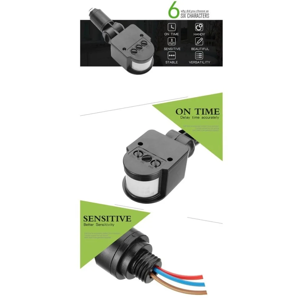 180 Degree 12M Automatic Adjustable Security Infrared Motion Sensor Switch 220V PIR Detector Wall Mount indoor Light Lamp (7)
