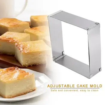 

Stainless Steel Cookie Cutter Square Baking Mould Adjustable DIY Biscuit Mousse Cake Pastry Tool Kitchen Bakeware