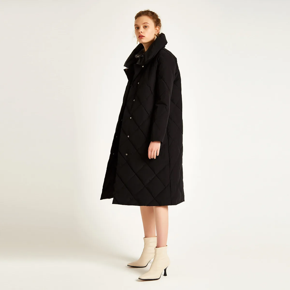 Autumn And Winter New Style European And American Minimalist Long Loose-Fit down Jacket Women's