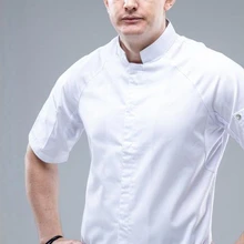 Chef Uniforme Tessuto di Maglia Traspirante Manica Corta Chef Pantaloni Camicia Cappello Cucina Ristorante Rivestimento di Cottura di Cottura Abiti Da Lavoro