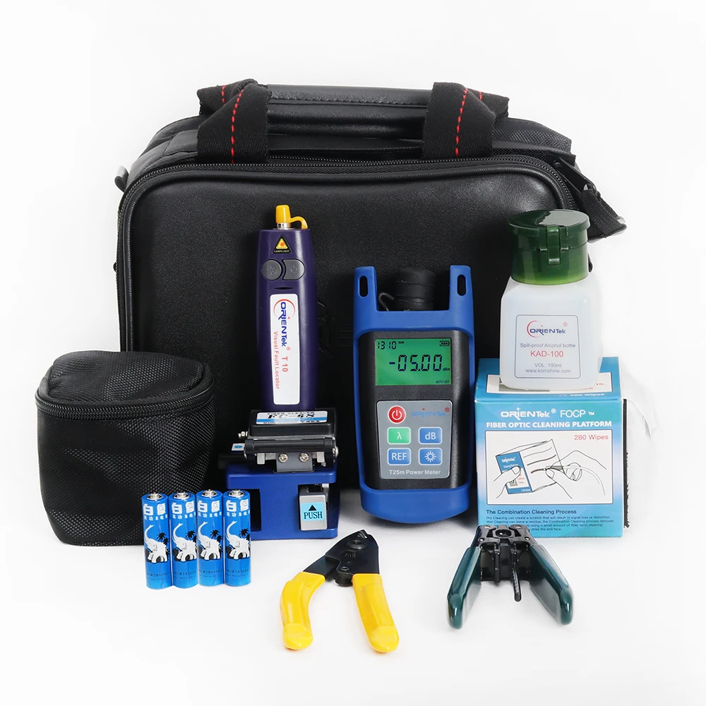 

9 In 1 Orientek TFH-9SC Fiber Optic Splicing Tool Clean Kit Fiber Optic Power Meter Fiber Cleaver Visual Fault Locator VFL FEDEX