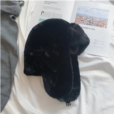 Winter Hat Fur Hat Wool Hat Knitted Earflap Hat Army Military Hat Women's Hat Winter HaTt Ushanka Hat Female Thicken Cold Cap Warm Windbreak Warm Pilot Cap Earflaps winter hat,fur hat,wool hat,knitted earflap hat,army military hat
