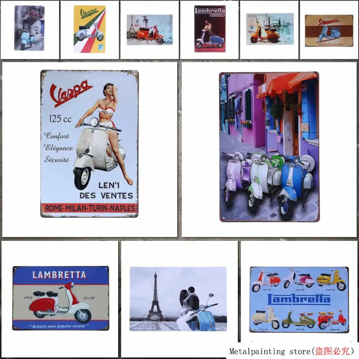 Lambretta электромобиль металлические знаки Vespa электромобиль винтажная настенная живопись доска автомобиль гараж салон магазин оловянный плакат YN109
