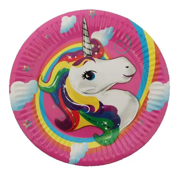 

7 Inch Color Unicorn Disposable Paper Plate Fruit Plate Cake Tray Wedding Birthday Decoration Party Supplies