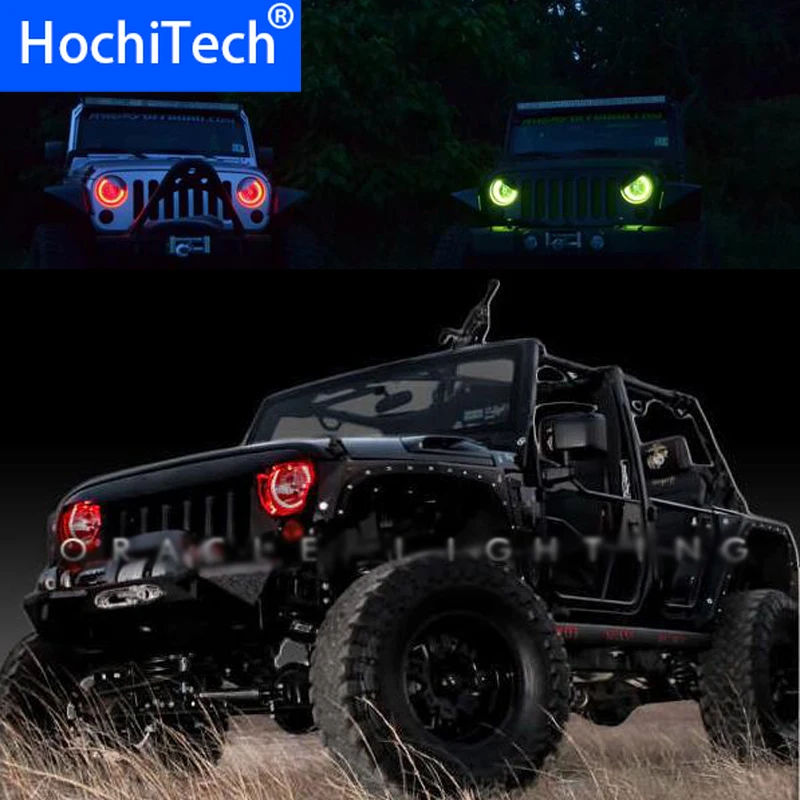 Для Jeep Wrangler светодиодные фары rgb halo глаза ангела комплект Тюнинг автомобилей аксессуары 2007 2008 2009 2010 2011 2012 2013 15