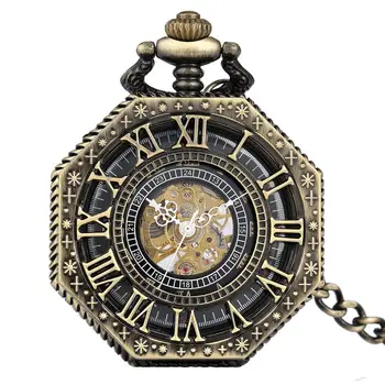 

Utility Hand-winding Mechanical Pocket Watch Skeleton Dial Pocket Watches Practical Roman Numerals Mechanical Pendant Watch