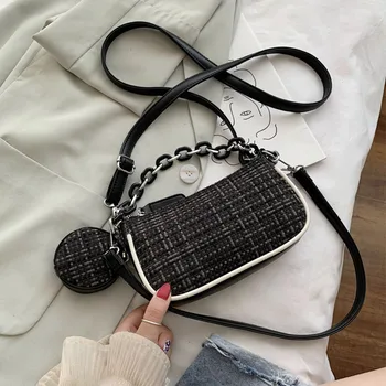 

Weave Plaid Chain 2 Pcs Crossbody Bags For Women 2020 Summer New Female Fashion Design Shoulder Handbags Lady Casual Armpit Bag