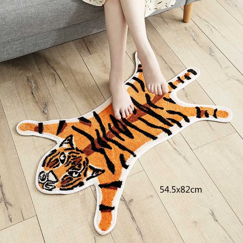 orange tiger Мультяшный коврик для дома с изображением кота Тигра, водопоглощающий коврик для ванной комнаты, нескользящий коврик с изображением животных для спальни, кухни, ванной - Цвет: orange tiger