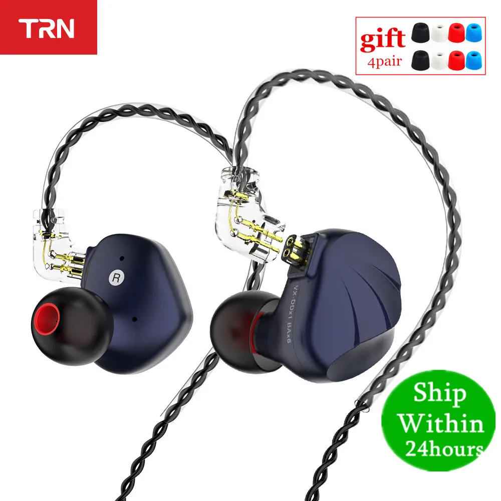 TRN VX 6BA + 1DD гибридные наушники вкладыши металлическая гарнитура HIFI монитор с