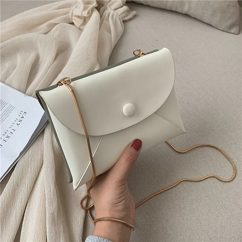 

Envelope Button Woman 2019 New Fashion Square Bag with One Shoulder Slant Bag Chain