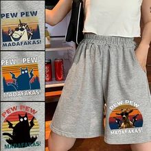 

Harajuku Shorts Women Loose Sport Summer Casual Running Biker Shorts Lovely Girls Elasticity Straight Shorts Printed Clothing