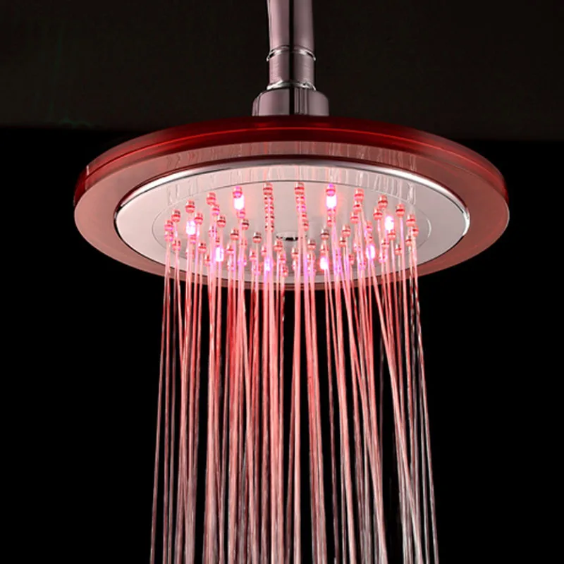 Перекрестная граница для контроля температуры Блестящий топик Showerhead 8-дюймов Круглый Цвет Изменение Топ Showerhead прозрачный синий SDH-C4