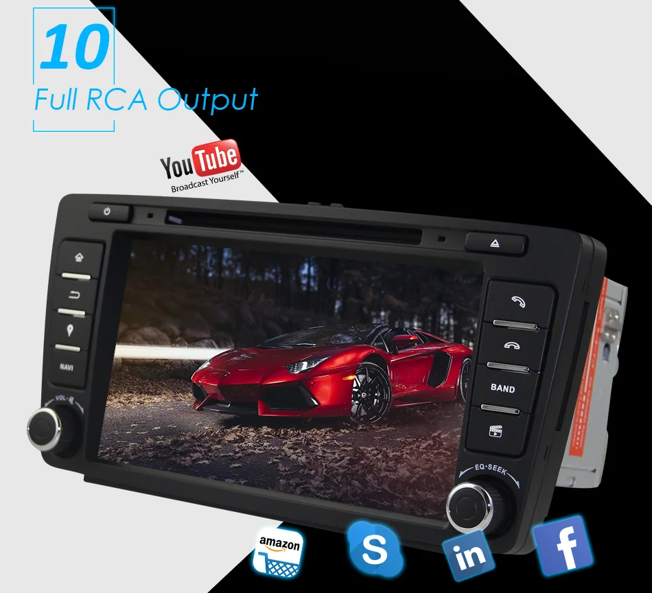 Sale Eunavi 2 din Android 9.0 Car DVD Player GPS Navigation For Skoda Octavia 2014 2015 A7 Radio Stereo Multimedia car pc 2G RAM 18