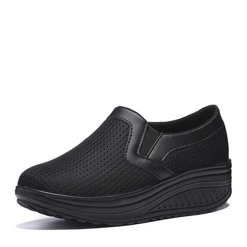 

1608 Rocking Shoes Mesh Breathable Spring And Summer WOMEN'S Shoes Casual Large Size Foot Covering Shoes Mesh Thick Bottomed Run