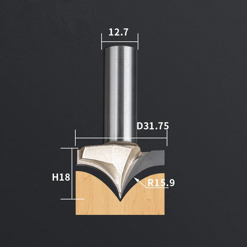 1 шт.-6,35 мм и 12,7 мм хвостовик, твердый карбид cnc деревообрабатывающий вставной маршрутизатор бит, 3D Тонкий носик фрезерный станок - Длина режущей кромки: JZD12.7x31.75