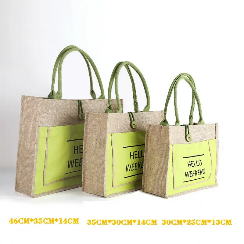 Джутовая HESSIAN многоразовая переносная сумка для покупок, Экологичная сумка на плечо, большая Льняная сумка, Большая вместительная Повседневная сумка для покупок