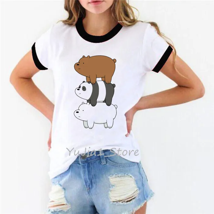 Ropa mujer/ мы вся правда о медведях футболка женская плюс размер панда мультфильм печатных футболка camiseta mujer рубашка harajuku топы - Цвет: Y80838 B