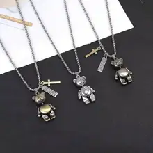 1 шт Панк милое винтажное бронзовое ожерелье с маленьким медведем для мужчин и женщин хип-хоп крест животные Длинная цепочка Кулон ожерелье ювелирные изделия N77