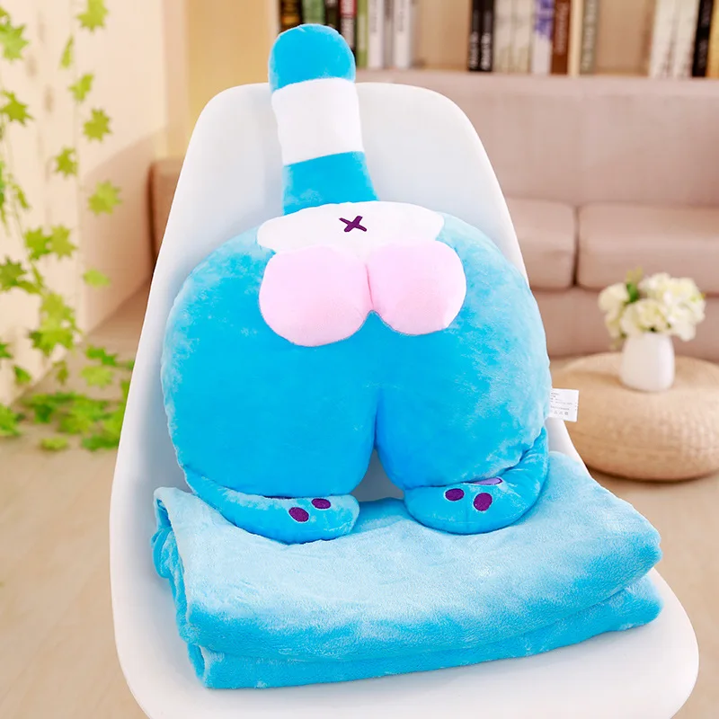 1 шт. 38 см* 35 см Kawaii Cat Butt Cat Ass плюшевая подушка кондиционер одеяло 2 в одном мягкая Лежанка для котиков подарки на день рождения Детские игрушки - Цвет: Blue-1