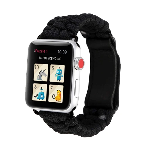 black Ремешок для apple watch, ремешок 42 мм, 38 мм, версия apple watch 4 браслет 44 мм 40 мм наручных часов iwatch, 4/3/2/1 для путешествий нейлоновый зонтик ремень - Цвет ремешка: black