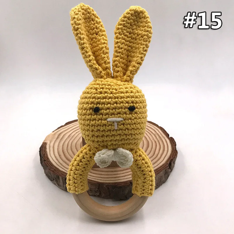Wooden Teether 15 DIY Кролик Прорезыватель кольцо крючком жевательный детский Прорезыватель безопасный, деревянный животные жевательное кольцо Игрушки Зуб Уход Деревянный Прорезыватель подарок - Цвет: Wooden Teether 15