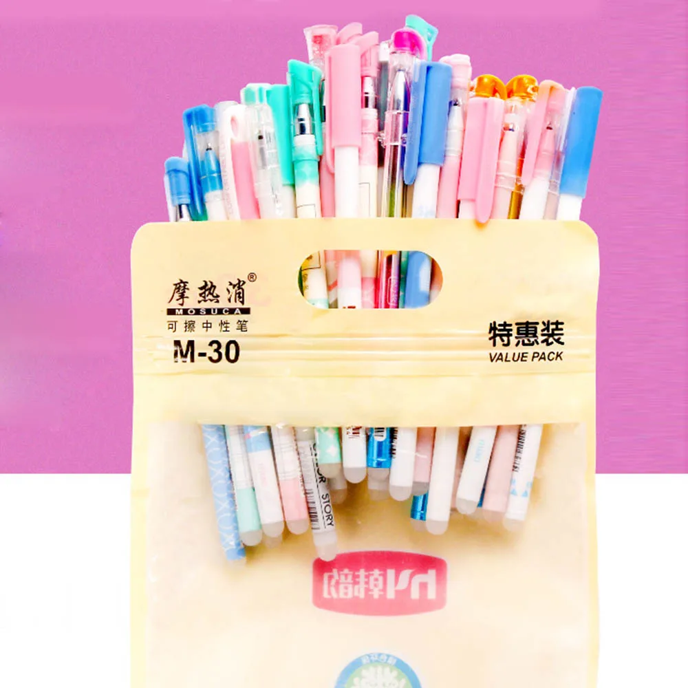 

30pcs/50pcs Erasable Gel Pen Easy Rub Black Blue Refill 0.38mm Ink Student Neutral Writing Stationery Office School Supplies