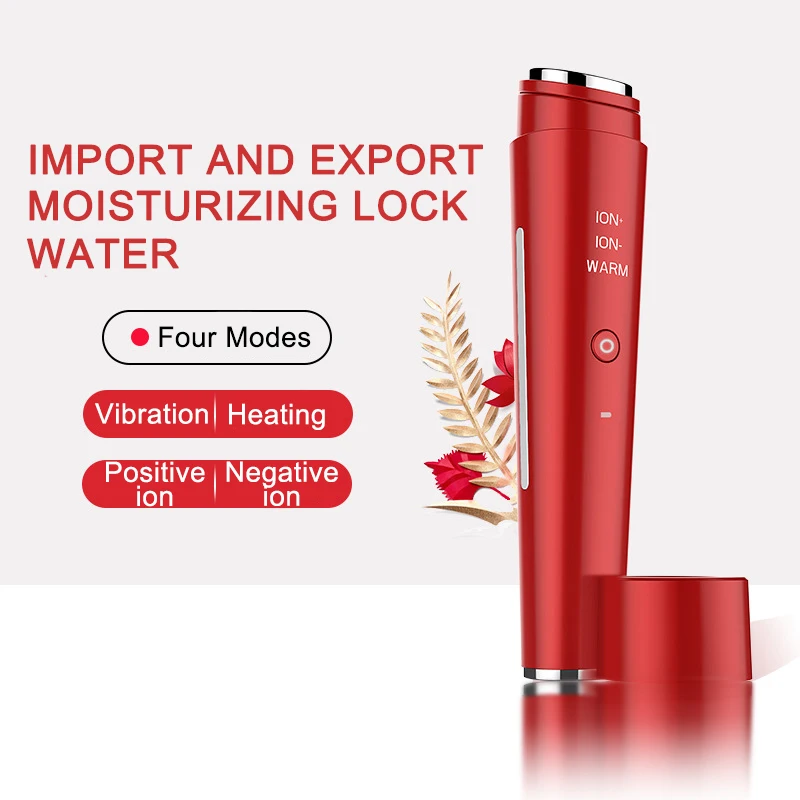  Portable Iontophoresis Ion Face Beauty Device USB Charge Heating Vibration Lift Facial Massager Cle