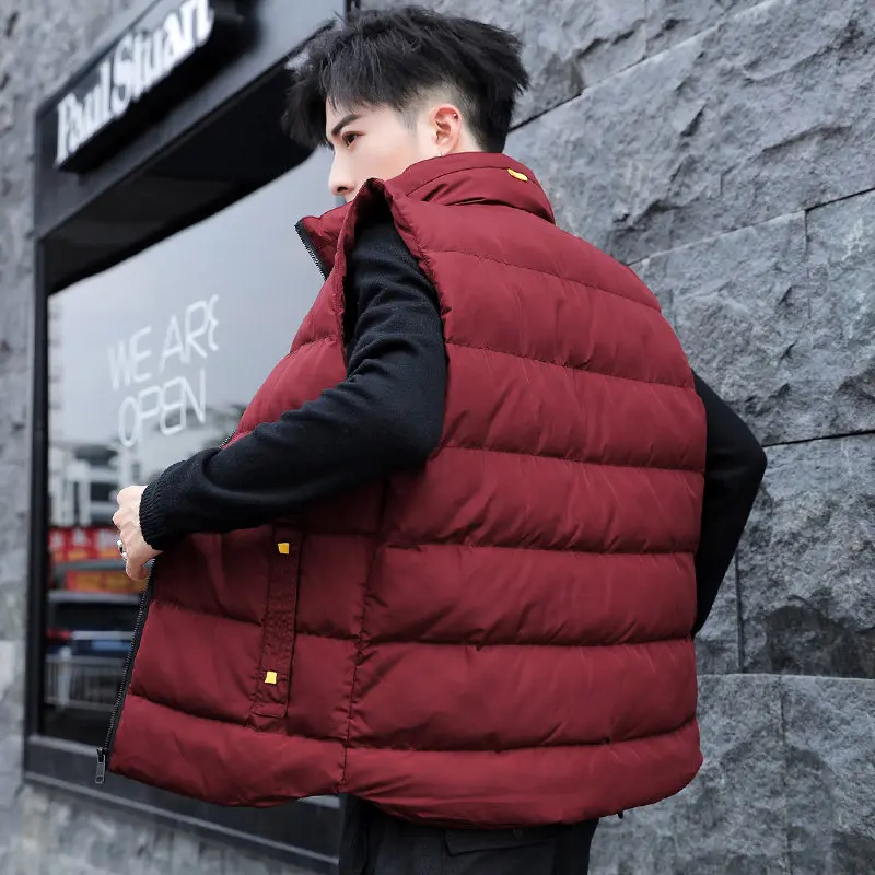 Red 8XL жилет пальто для мужчин Осенняя мужская куртка без рукавов пальто Зимний теплый жилет мягкий пуховый жилет Мужская брендовая одежда размера плюс - Цвет: Red