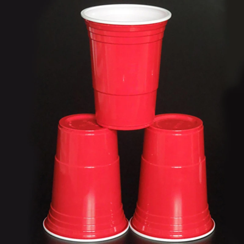 50 шт./компл. 450 мл красный одноразовые Пластик чашки вечерние чашка Бар Ресторан поставляет предметы домашнего обихода для дома и сада